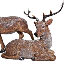 ❀ Hirsch Groß Braun Stehend / Liegend Naturgetreu Detailgenau Geweih Rentier 333