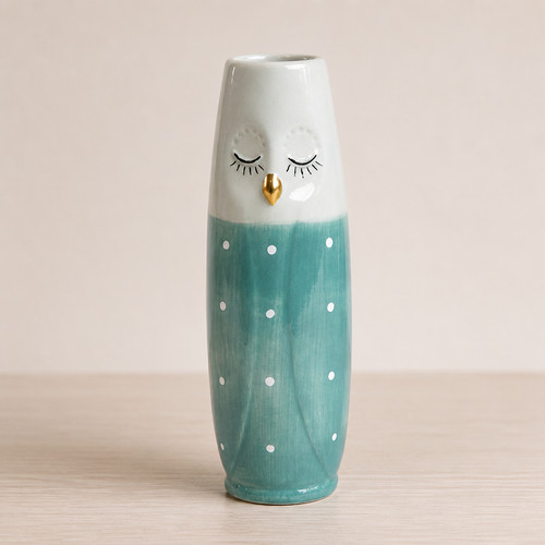 Vase eule grau aqua - eule, grau/aqua