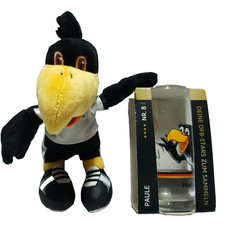 DFB Maskottchen Paule + Glas Set – NICI Plüschfigur & DFB Sammelglas Nr. 8– 2018