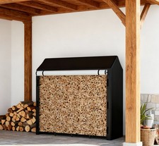 Metall Kaminholzregal Brennholzregal Dach Außen Kaminholzständer mit Abdeckung