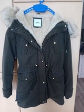 Damen Parka Olivgrün, Winter, mit abnehmbarer Kapuze Gr. S, getragen/ sehr gut