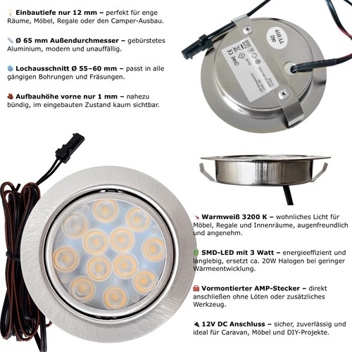 Led möbeleinbauleuchten 12v - led,