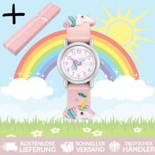 Nr 7-Einhorn Kinder Armbanduhr Gummi Silikon Bunte Mädchen Kinderuhr Rose