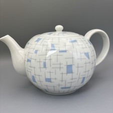 ARZBERG TEEKANNE Form 1495 Gitterdekor blau-grau H. Gretsch 50s 60s mcm *TOP