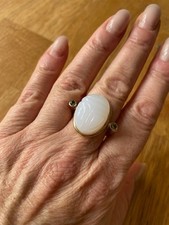 Massiver 585 Gold/Silber Ring mit Mondstein und PeridoteGr. 56 oder 18,1