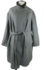 Sheego Damen Mantel Grau Wintermantel Wollmantel Gehrock Jacke Gürtel Übergröße