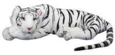 PLÜSCHTIER PLÜSCH TIGER - ruhend - weiss - 85 cm - NEU Plüschtiger Stofftiger