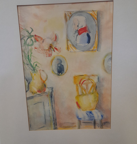 Aquarell biedermeier interior - aquarell,