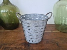 A3693 Kleiner Olivenkorb | Eisenkorb | OLIVENEIMER | verzinkt | Zinkwanne RUND