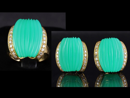 Set chrysopras diamant ring - set,