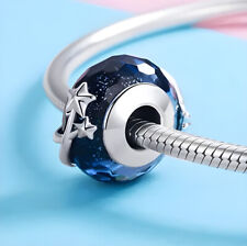 Charm Perle 925 Silber Glasperle facettiert Stern - Anhänger für Pandora Armband