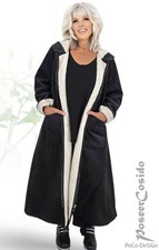 LAGENLOOK Cord Webpelz Mantel-Jacke schwarz 44 46 48 50 52 54 56 58 XL XXL XXXL