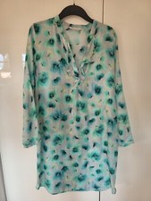 FÉRAUD Paris Nachthemd Langarm türkis grün mit Seide Gr. 38, neuw.