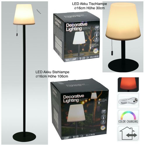 Led akku stehlampe 106cm oder - akku,