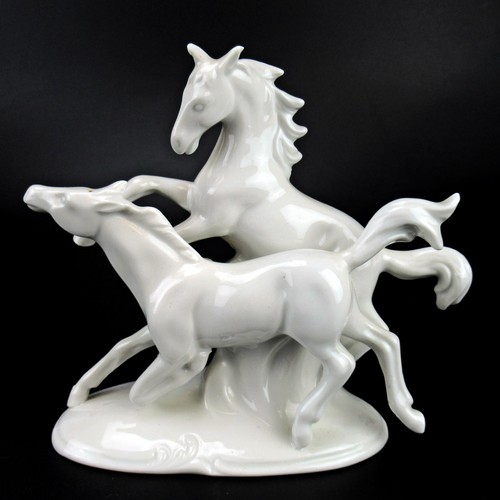 Porzellan figur pferde weiß - figur,