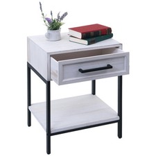 B-Ware Nachttisch MCW-N91, Nachtschrank, Shabby Paulownia Holz 59x43x36cm, weiß