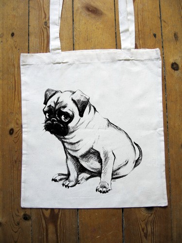 Jutebeutel mops jutetasche - jutebeutel, mops,