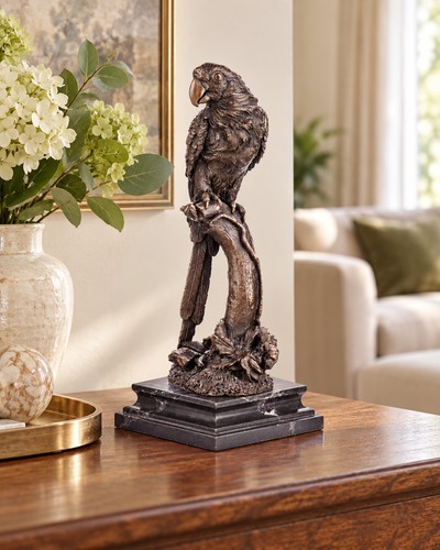 Bronze skulptur papagei auf - bronze,