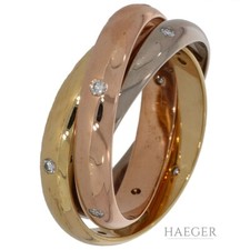 Cartier Trinity Ring Gr. 57 Tricolor 750/ 18 Karat 0,45 ct Diamant