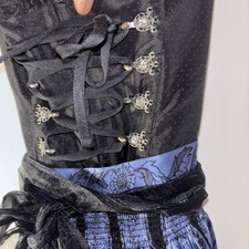 Gamsbock Dirndl Schnürung Strass Oktoberfest Kleid Tracht schwarz-blau Gr.32