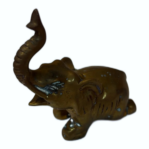 Brass elephant figure - elephant, seated