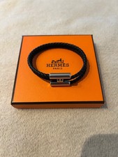 Hermès Armband Tournis Tressé Schwarz