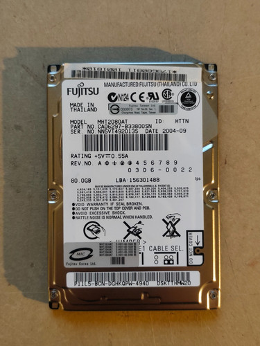 Fujitsu mht2080at 80gb - 80gb, 2,5"