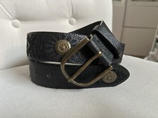 Desigual Gürtel Schwarz Goldene Schnalle Gr. 85 cm Echtleder