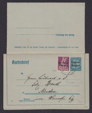 Altdeutschland Aufdruck Freistaat Bayern Ganzsache Kartenbrief München R Reserve