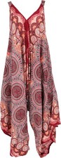 Boho Jumpsuit, Mandala Sommer Overall, oversize Strand Hosenkleid - rot