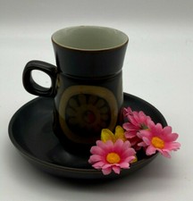 Vintage Denby 1970' Arabesque Steinzeug Kaffeetasse und Untertasse 