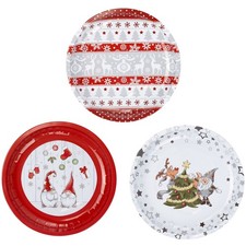 4er-Set Weihnachtsteller Metall Keksteller Weihnachtsgeschirr Nikolausteller