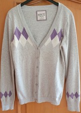 Feine,leichte Damenweste von Esprit Gr. L/40 grau mit Rautenmuster in lila/weiß