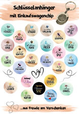 Schlüsselanhänger mit Einkaufswagenchip Geschenk für Jedermann 25 Motive