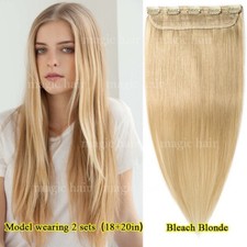 Single Haarteil Clip in Extensions REMY Echthaar Farbwahl Halbperücke Ombre 60cm