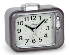Lauter Glockenwecker Obenabsteller Nachtlicht Quarz Analog Senioren Grau -1942-4