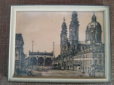 gerahmte Tuschezeichnung