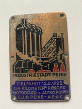 Alte Auto Plakette - Motorrad + Autosport Club Peine ADAC Zielfahrt 12.8.1928