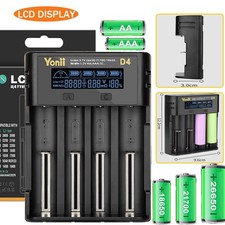 4 Slot LCD Akku Ladegerät USB