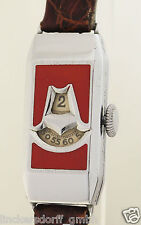 ART DECO DIGITAL DAMENUHR - SPRINGENDE STUNDE / JUMP HOUR / 30er JAHRE - SELTEN