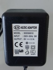 Original Netzteill  KW AC/DC ADAPTOR 355D060010  6V/0.1A 230V~50Hz 3W gebraucht.