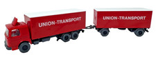 Wiking H0 MAN Buessing Koffer-Lastzug - Union-Transport -rot/weiß HO H0 1:87
