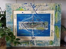 *AUFWENDIGES KUNSTWERK GEMÄLDE DESIGN ATELIER WANDBILD **UNIKAT** blau-grün Töne