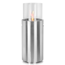 Standkamin Bio Ethanol Ø34cm x 86,5cm Edelstahl 1L Ethanolkamin Glasfeuer Ofen