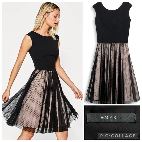Esprit schwarzes tüllkleid - schwarzes,