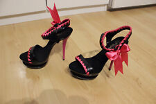 Sexy Gogo Plateau High Heels von Pleaser schwarz pink fuchsia Schleife Gr 37