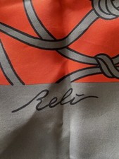 RELI Halstuch, 100 % Reine Seide, Vintage Schal, quadratisch 86 x 86 cm, TOP