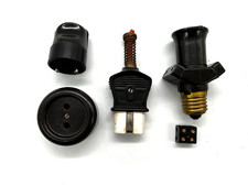 5 Bakelit Teile, Fassung E27 Stromdieb, Steckdose 2 Stecker Klemme alt, Vintage