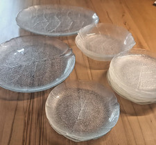 Konvolut 18 Teile Arcoroc Luminarc Aspen Blattmotiv Glas Teller Platten Schüssel