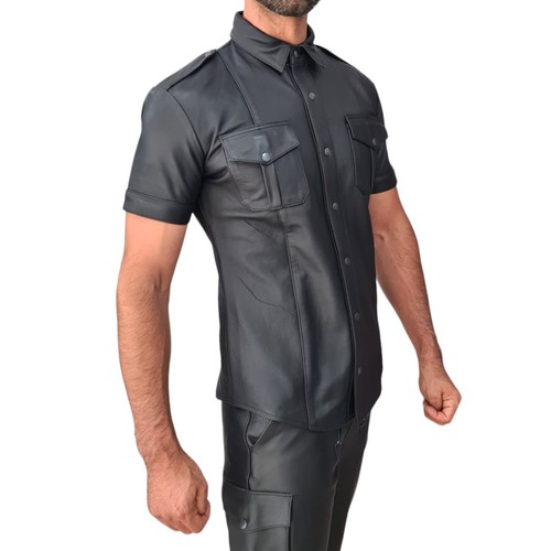 Hochwertiges lederhemd slimfit - hochwertiges,